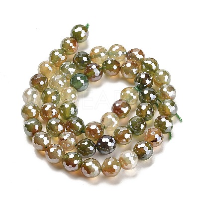 Electroplated Natural Agate Round Beads Strands G-L598-A01-02A-1