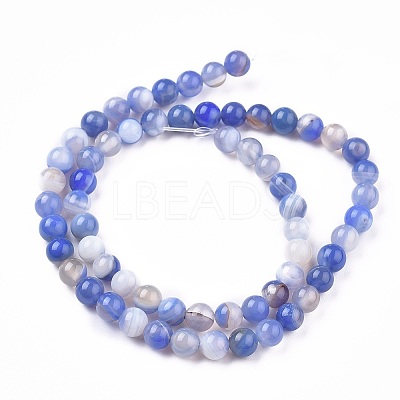 Natural Striped Agate/Banded Agate Beads Strands G-I261-C02-6mm-1