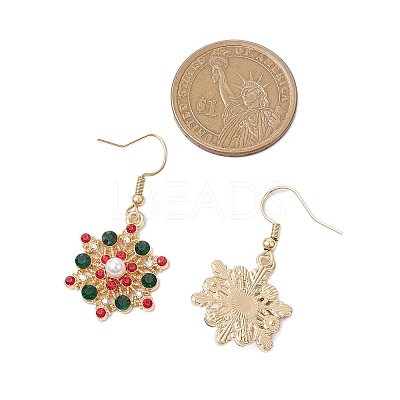 Christmas Alloy Rhinestone Dangle Earrings EJEW-JE06121-01-1