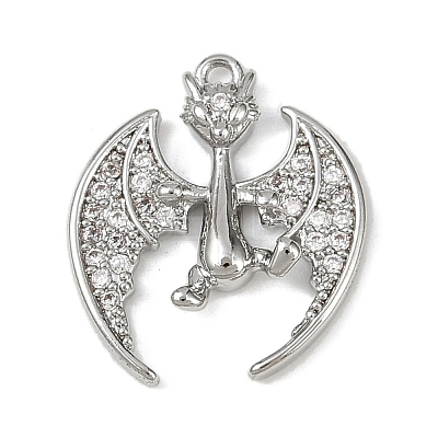 Brass Micro Pave Clear Cubic Zirconia Pendants KK-L238-04P-1