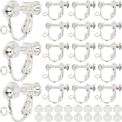 36Pcs Brass Screw On Clip-on Earring Findings KK-SP0001-18S-1