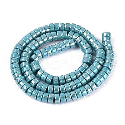 AB Color Plated Opaque Glass Beads Strands GLAA-T026-3x6mm-P08-1