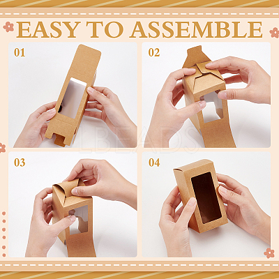 Kraft Paper Candy Boxes with PVC Clear Window CON-WH0097-07A-02A-1