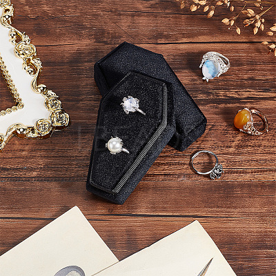 Halloween Theme Coffin Shaped Velvet Finger Ring Boxes VBOX-WH0015-01A-1