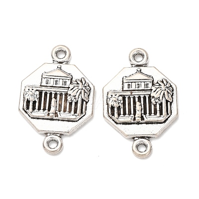 Tibetan Style Alloy Octagon with Church Connector Charms FIND-Z099-16AS-03-1