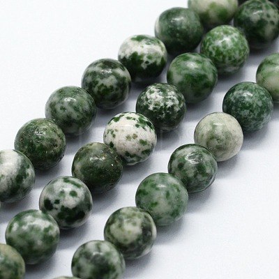 Natural Green Spot Jasper Beads Strands X-G-I199-30-4mm-1