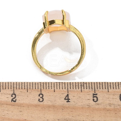 Hexagon Natural Rose Quartz Finger Rings RJEW-B113-02G-04-1