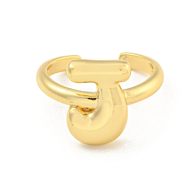 Brass Letter Open Cuff Rings for Women RJEW-G313-01J-G-1