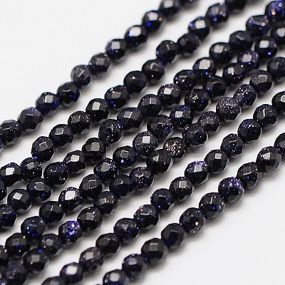 Synthetic Blue Goldstone Beads Strands G-A129-3mm-G03-1
