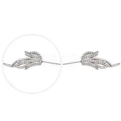 Brass Micro Pave Clear Cubic Zirconia Fishtail Head Pins BAPE-PW0002-10B-P-1
