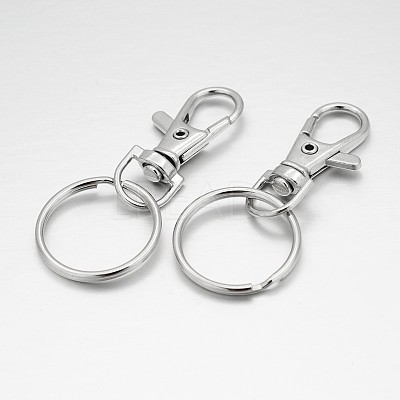 Alloy Swivel Clasps with Iron Key Rings PALLOY-O058-02-1