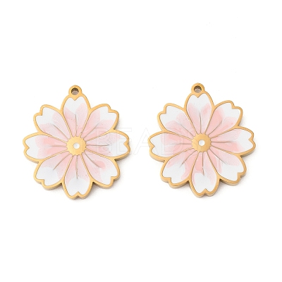 304 Stainless Steel Enamel Pendants STAS-S156-01G-06-1