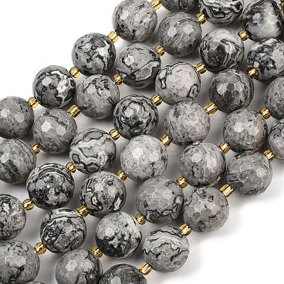 Natural Map Stone Beads Strands G-C249-A05-16mm-1