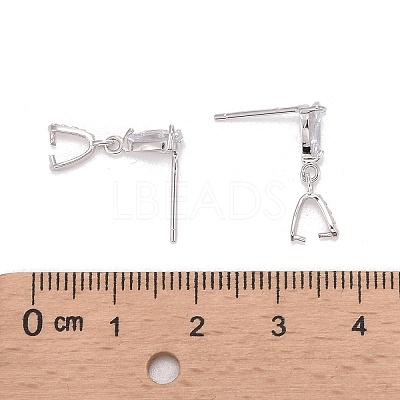 Anti-Tarnish Rhodium Plated 925 Sterling Silver Dangle Stud Earing Settings STER-K038-008P-1