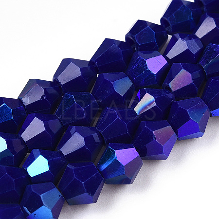 Opaque Solid Color Electroplate Glass Beads Strands EGLA-A039-P6mm-L10-1