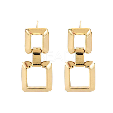 304 Stainless Steel Double Rectangle Dangle Stud Earrings for Women EJEW-N016-018LG-1