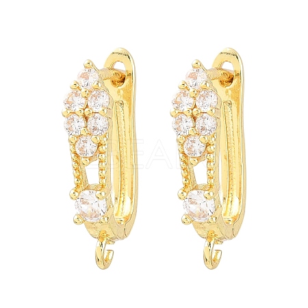 Brass Micro Pave Cubic Zirconia Hoop Earring Findings CU-CBAB5B4-01G-1