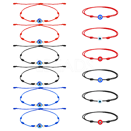 12Pcs 9 Style Glass Evil Eye Braided Bead Bracelets Set BJEW-FI0001-24-1