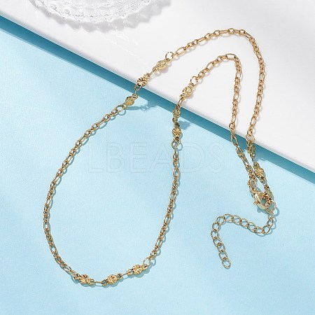 304 Stainless Steel Leaf Flower Chain Necklaces for Women NJEW-JN05589-1