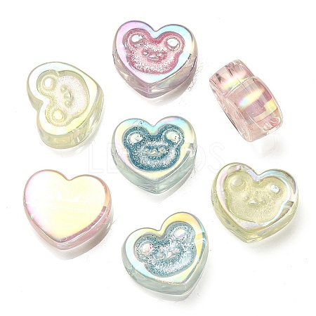 UV Plating Rainbow Iridescent Acrylic Beads OACR-G012-11-1