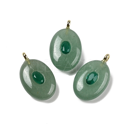 Natural Green Aventurine & Cubic Zirconia Pendants G-Z076-01G-04-1