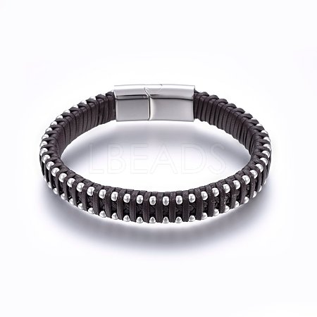 Leather Braided Cord Bracelets BJEW-E345-11C-1