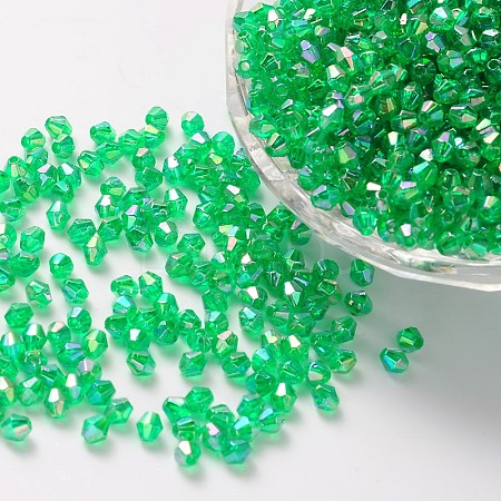 Bicone AB Color Plated Eco-Friendly Transparent Acrylic Beads TACR-A003-4mm-18-1
