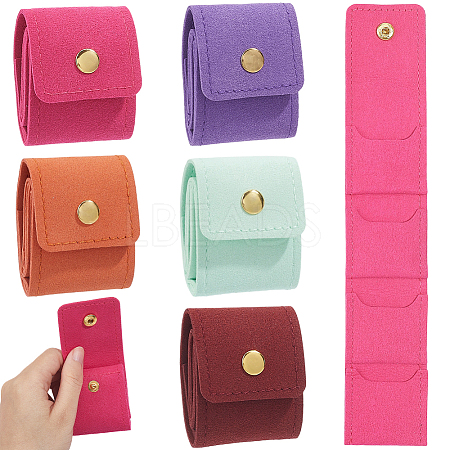 5Pcs 5 Colors PU Leather Ring Organizer Rolls ABAG-CL0001-68-1