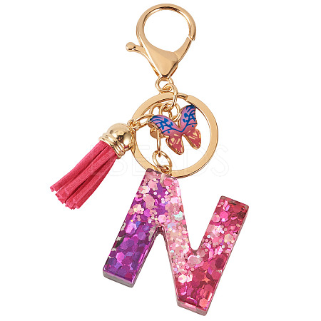 Alloy Resin Butterfly Keychains KEYC-TADJ0002-02G-N-1