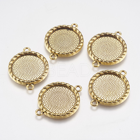 Zinc Alloy Cabochon Connector Settings PALLOY-A15774-AG-FF-1