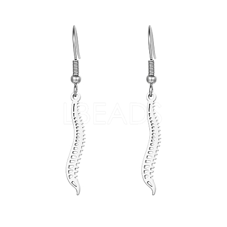 304 Stainless Steel Spine Dangle Earrings WC7930-1-1