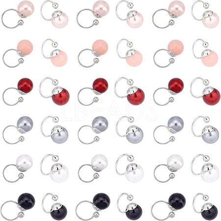 36Pcs 6 Colors Acrylic Pearl Beaded Cuff Earrings EJEW-UN0002-15-1