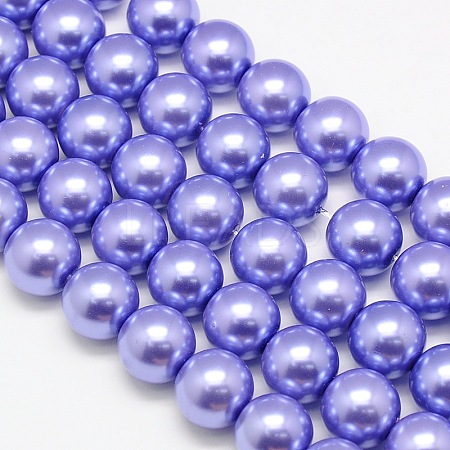 Eco-Friendly Dyed Glass Pearl Round Beads Strands HY-A002-14mm-RB015-1