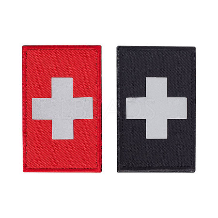 Gorgecraft 4Pcs 2 Colors Reflective First Aid Cross Patches PATC-GF0001-17-1