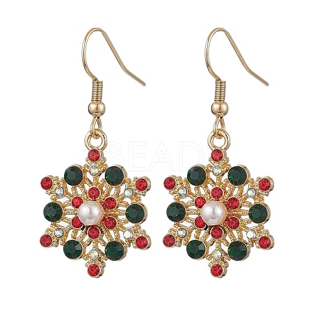 Christmas Alloy Rhinestone Dangle Earrings EJEW-JE06121-01-1