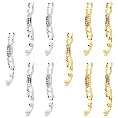 10Pcs 2 Colors Bowknot Rack Plating Brass Clear Cubic Zirconia Watch Band Clasps ZIRC-DC0001-10-1