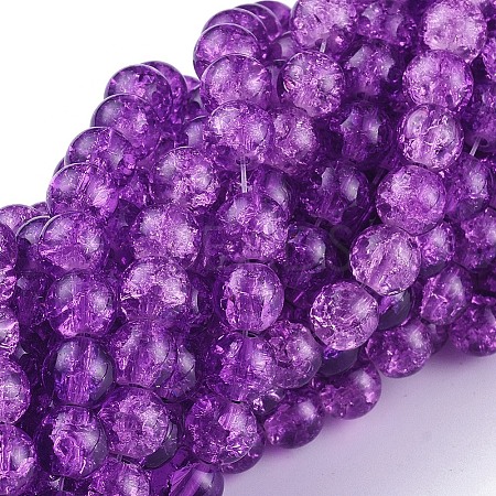 Crackle Glass Beads Strands X-CCG-Q001-6mm-12-1