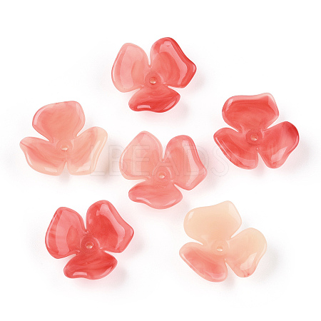 Two-tone Opaque Acrylic Bead Caps OACR-G034-03B-1