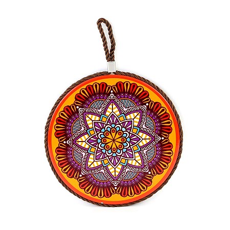 Flat Round with Mandala Pattern Ceramic & Cork Cup Coaster PW-WG69E59-05-1
