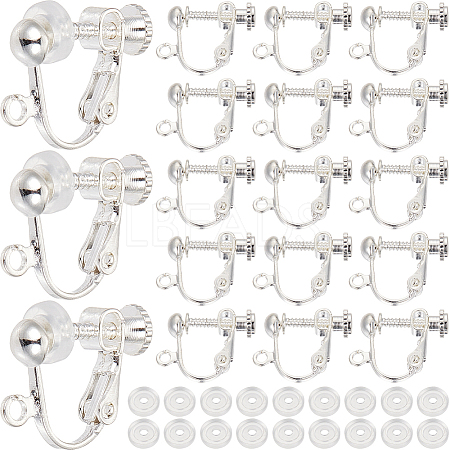 SOFPLATE 36Pcs Brass Screw On Clip-on Earring Findings KK-SP0001-18S-1