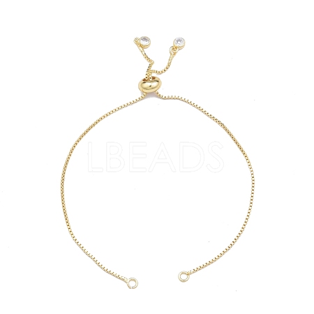 Brass Box Chains Slider Bracelet Making with Clear Cubic Zirconia Tiny Charms BJEW-N021-01-1