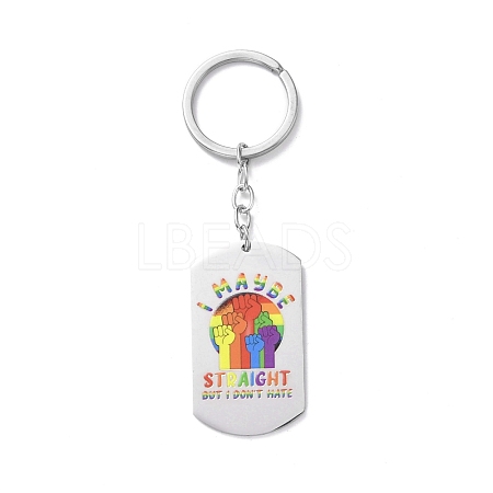Pride Rainbow 201 Stainless Steel Keychain KEYC-G051-01P-01-1