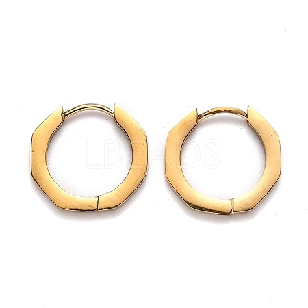 304 Stainless Steel Octagon Huggie Hoop Earrings STAS-J033-04B-G-1