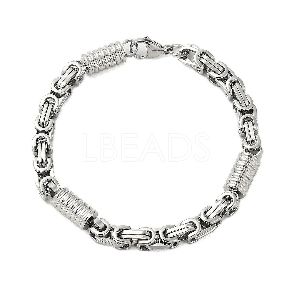 Grooved Column 304 Stainless Steel Byzantine Chain Bracelets for Men ...