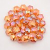 Hexagon Electroplate Full Rainbow Plated Glass Beads Strands EGLA-P015-F03-1