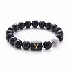 10MM Natural Black Onyx(Dyed & Heated) and Howlite Beaded Stretch Bracelets RH2290-25-1