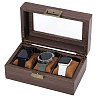 3-Slot Wood Covered with PU Leather Watch Storage Boxes with Glass Visible Window Hinged Lids and Lint Pillows Inside CON-WH0113-10B-1