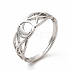 304 Stainless Steel Crescent Moon Adjustable Ring for Women RJEW-B027-03P-1