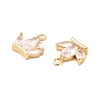 Brass Clear Cubic Zirconia Charms ZIRC-P104-02G-3