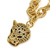 Brass Micro Pave Cubic Zirconia Leopard Pendant Cable Chain Necklaces NJEW-K385-01A-02-2